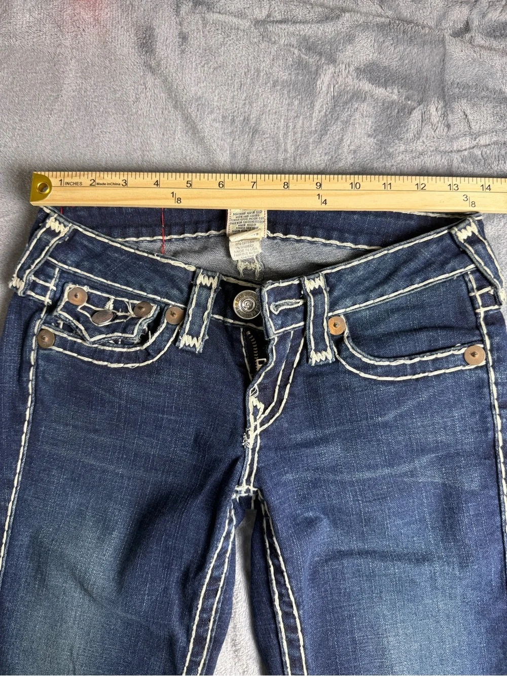 True Religion Billy Super T Women’s Dark Blue Contrast-Stitch Jeans Size 25